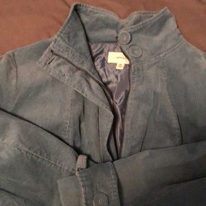 Teal blue corduroy jacket, polyester-lined